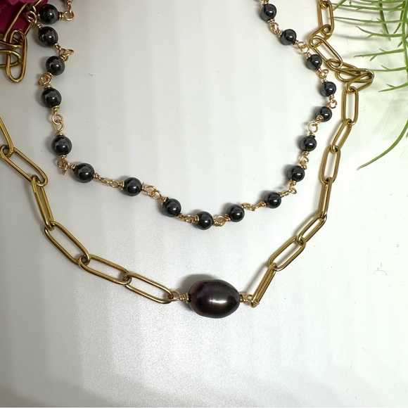 NEW⚜️Hematite Gemstone Beaded Hand Linked Necklace - Picture 5 of 5